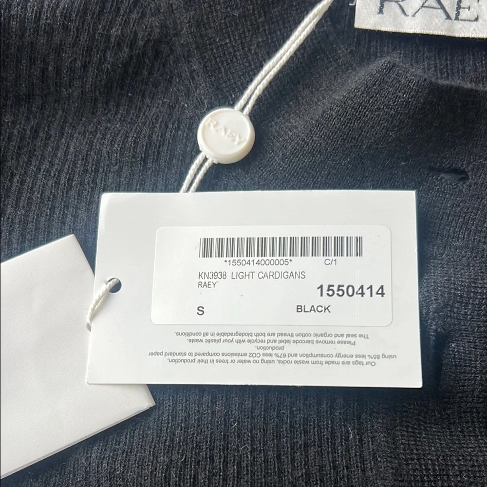 RAEY Cashmere black 3/4 Button-Up Sweater NWT SZ S - Picture 3 of 4